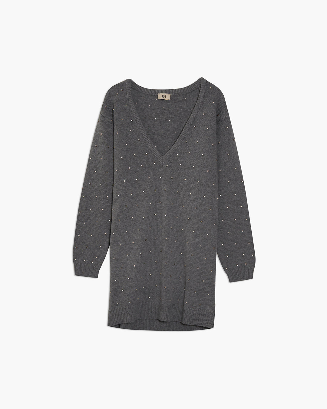 Maglione lungo con applicazioni strass