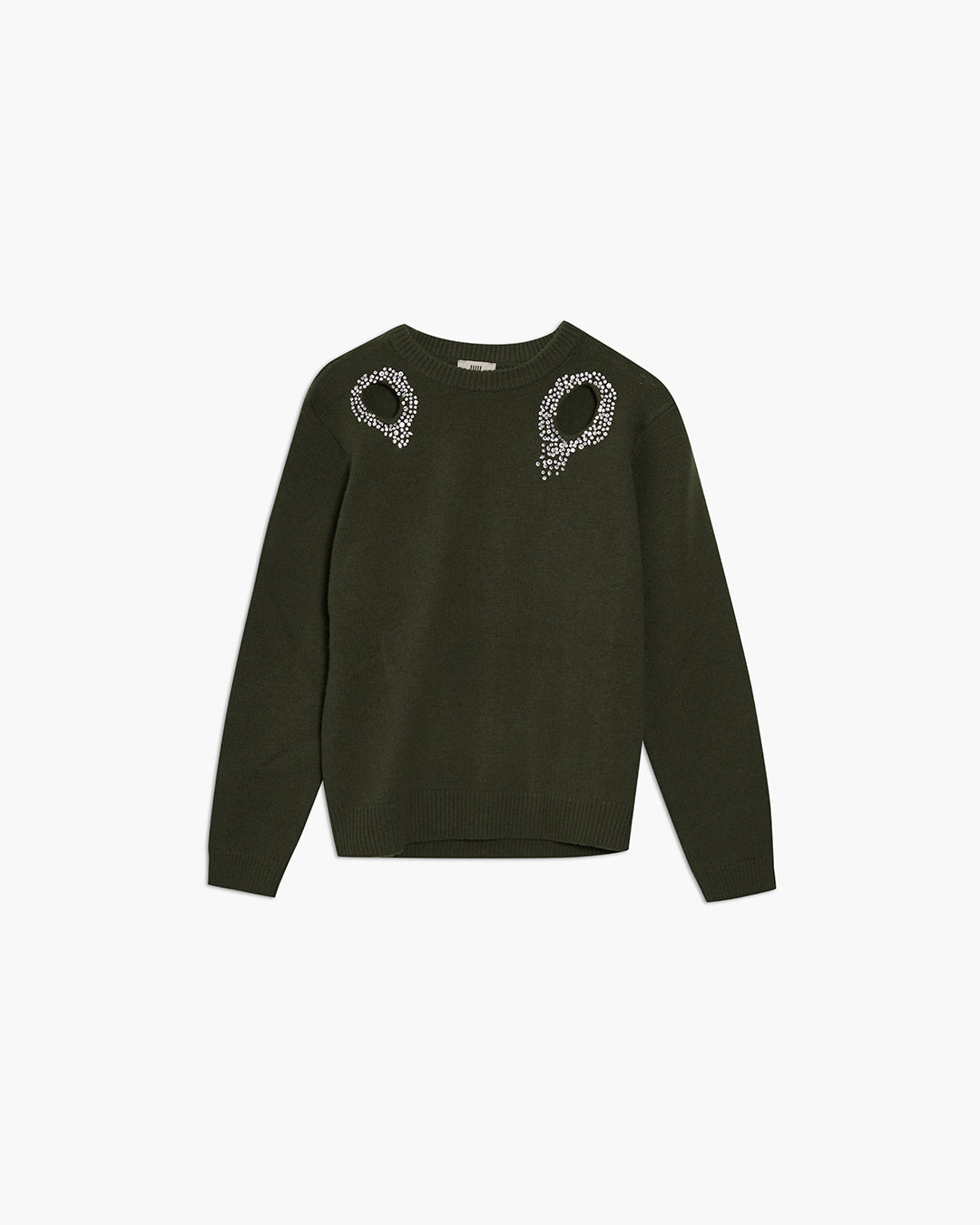 Maglione con inserti cut-out in strass
