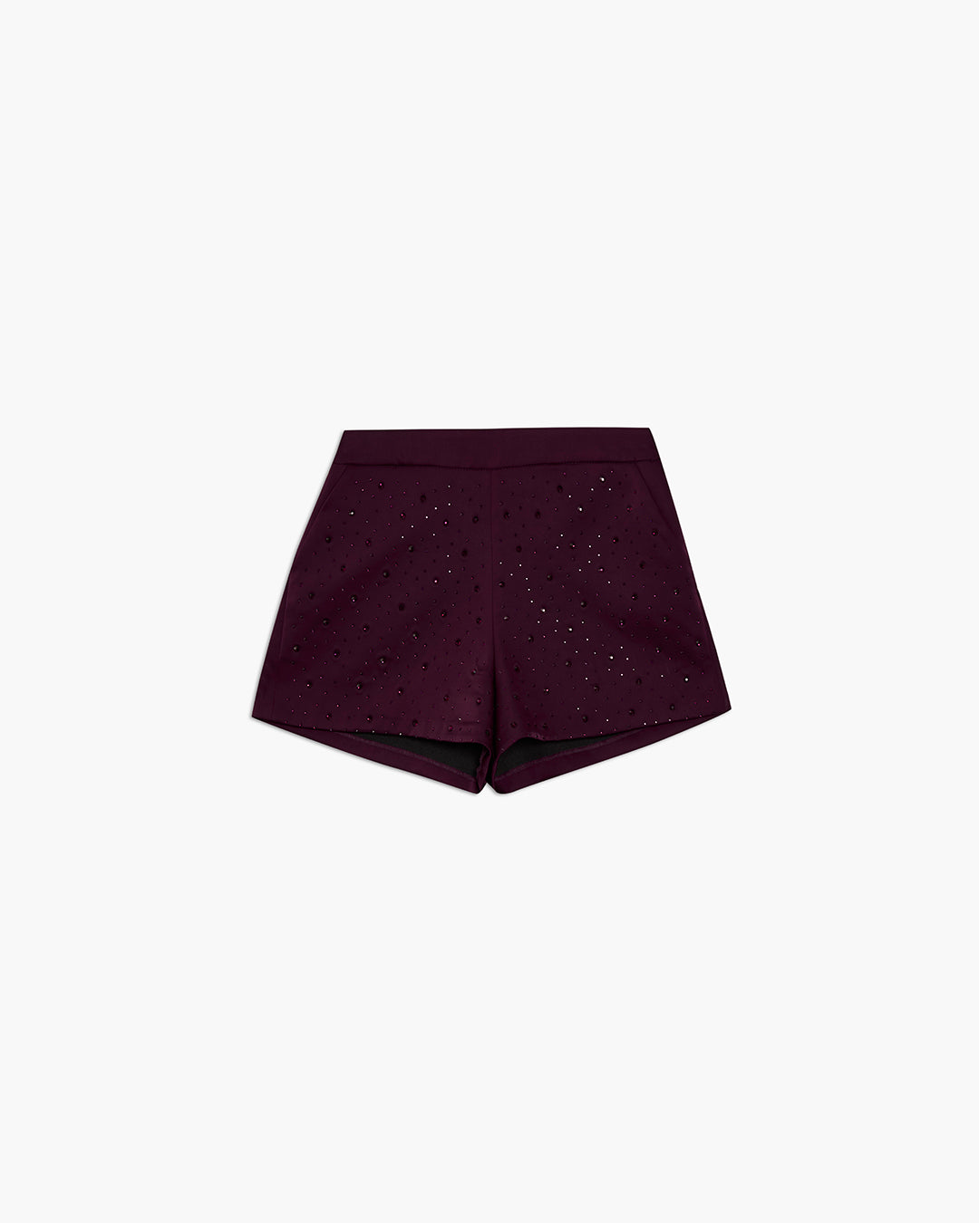Shorts in satin con strass all over