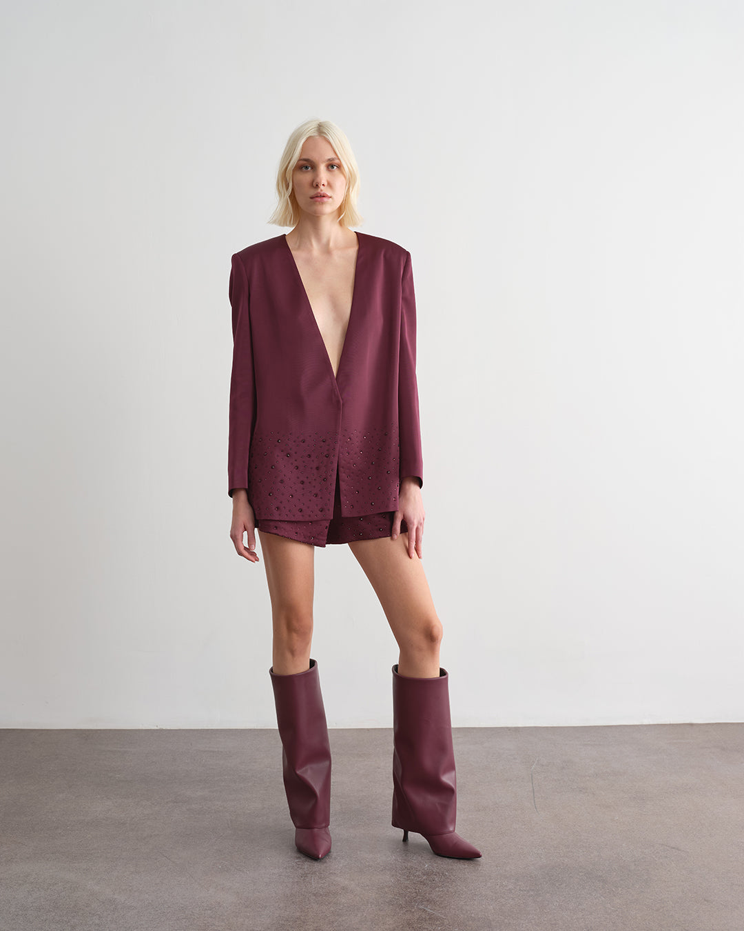 Giacca in Satin con Applicazioni di Strass