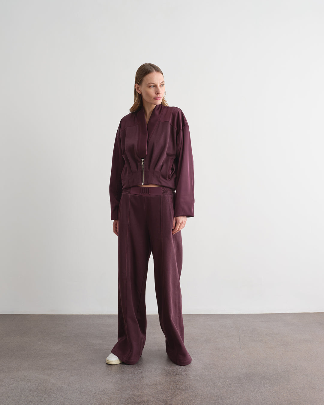 Bomber in felpa con inserti in satin