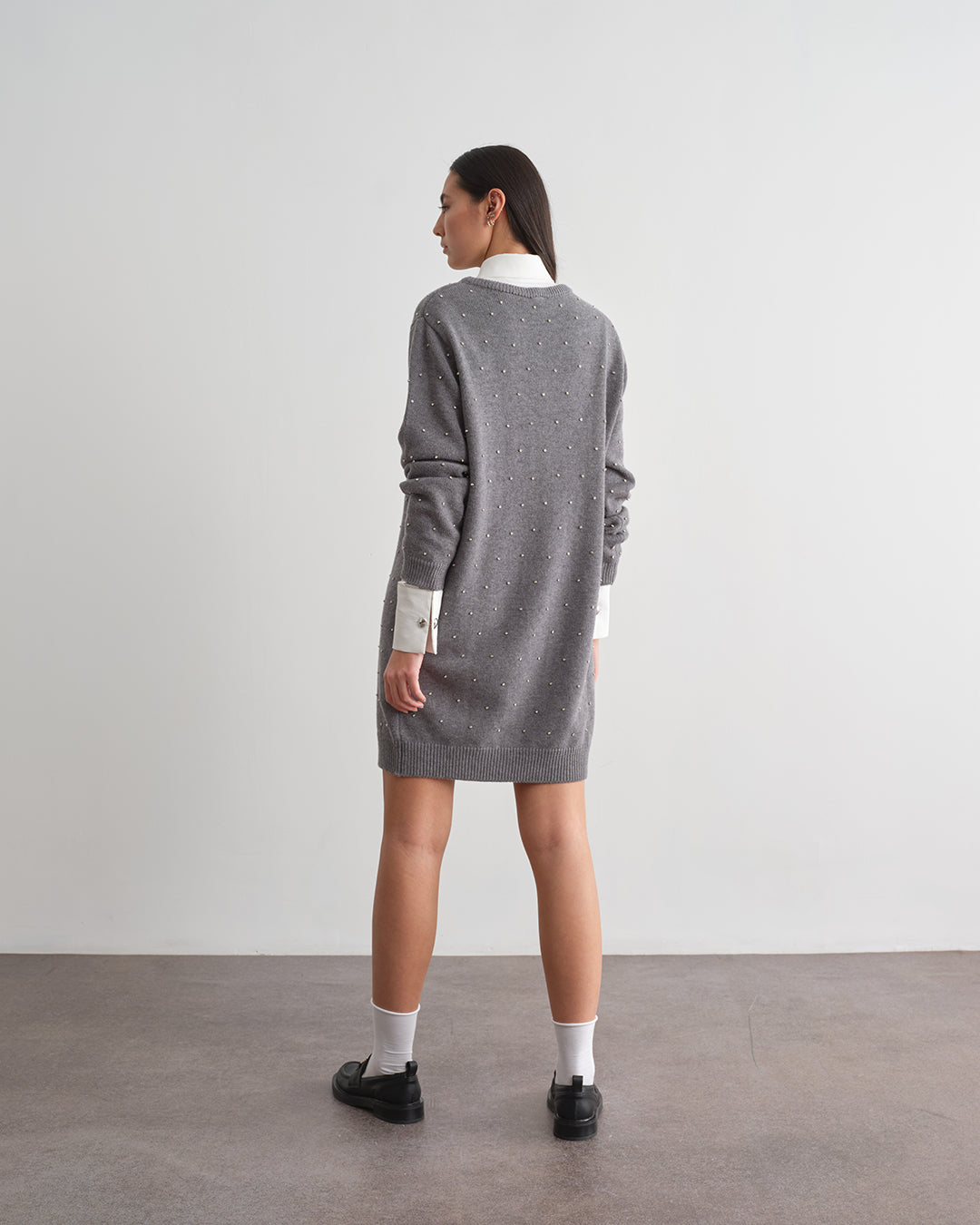 Maglione lungo con applicazioni strass