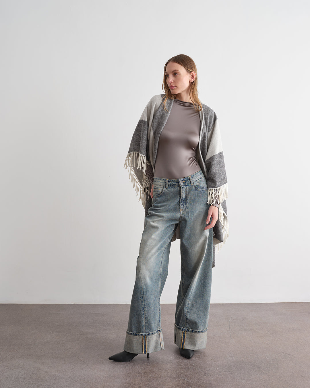 Body a maniche lunghe effetto satin