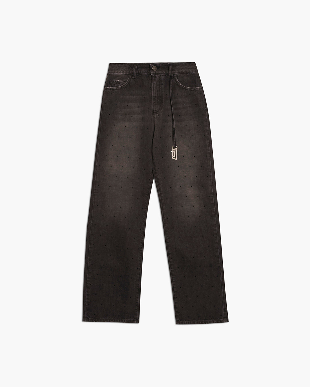 Pantalone in denim con strass all over