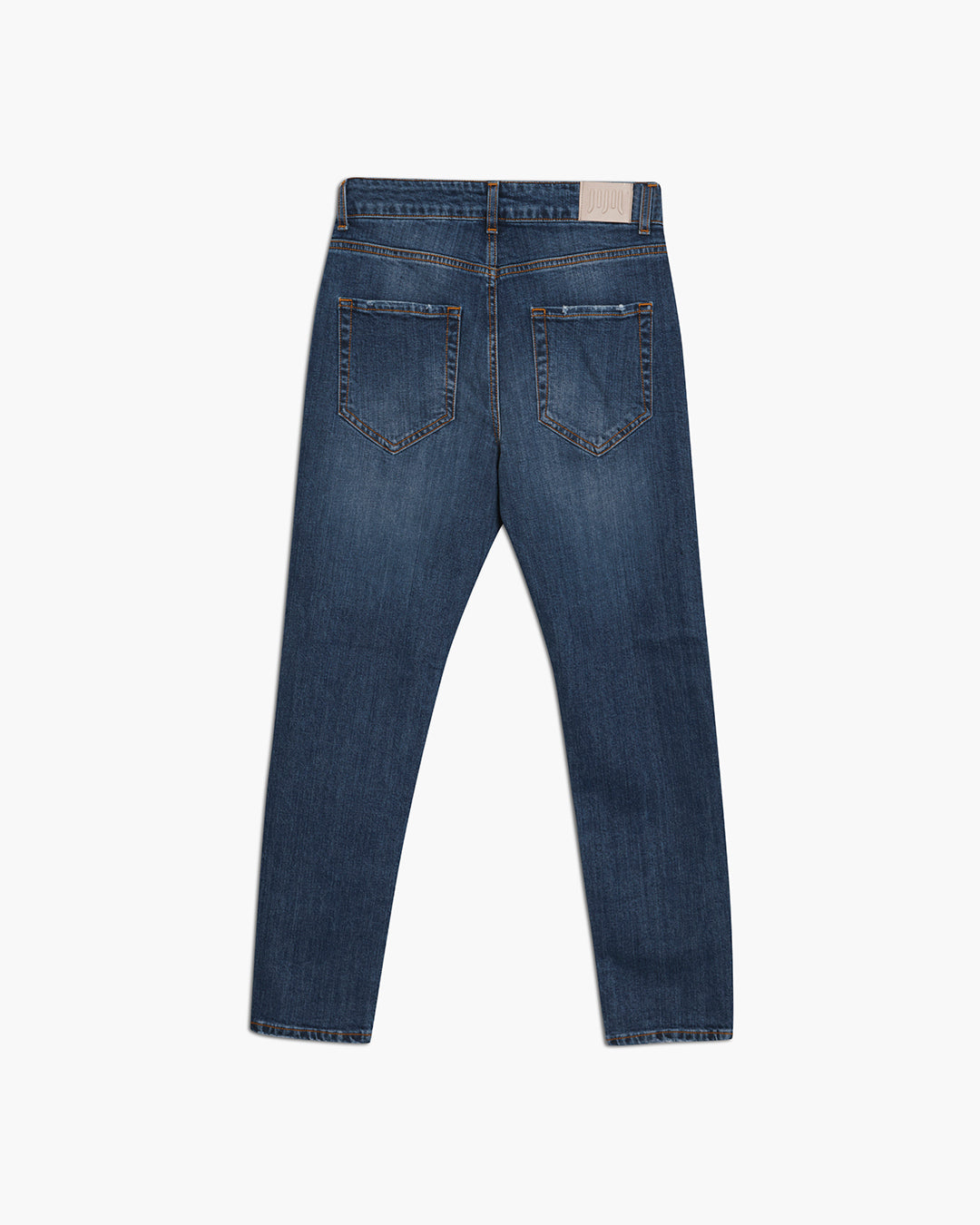 Pantalone in denim con bottoni multipli a vista