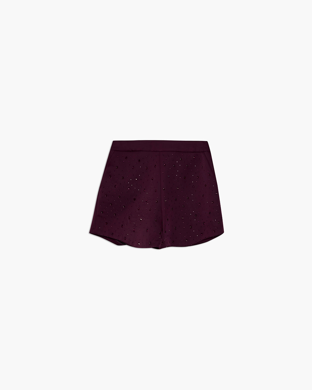 Shorts in satin con strass all over
