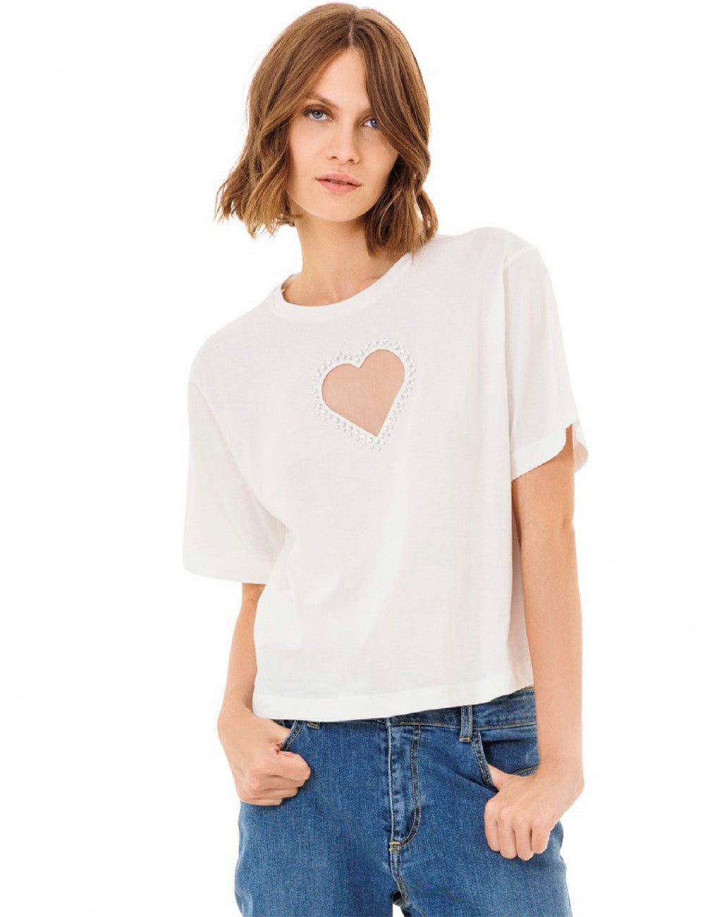 T-shirt con inserto a cuore