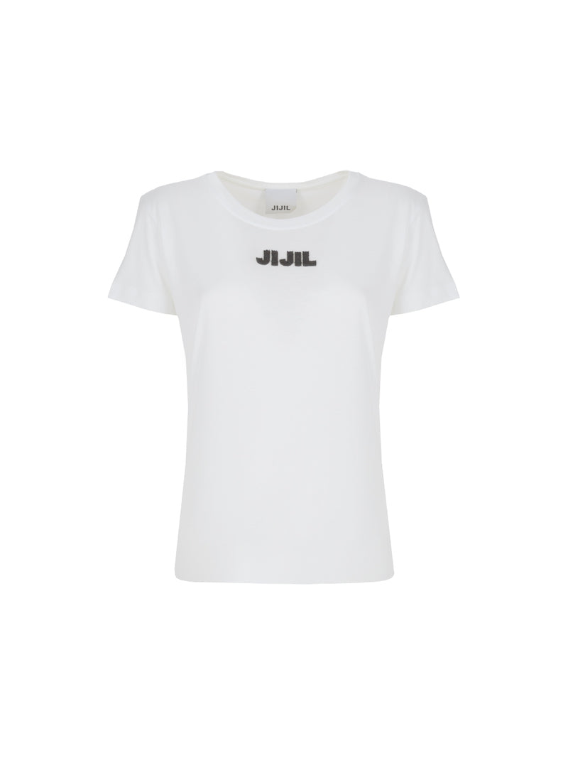 T-shirt bianca con logo in rilievo